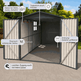 Albatros Premium Quad-Garage – verzinktes Metall in Anthrazit (RAL 7016) | 201,4 × 328,6 × 190,9 cm | Quad-Unterstellplatz | wetterfeste Quad-Garage, abschließbar