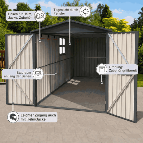 Albatros Quad-Garage – 201,4 × 328,6 × 190,9 cm, verzinkter Stahl, abschließbar