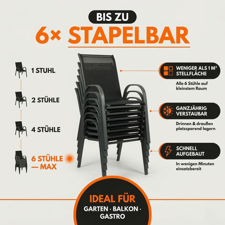 Gartenstühle Kuba, stapelbar mit robustem Metallgestell