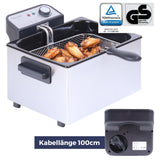 Sommertal XXL Doppel-Fritteuse mit Öl oder Fett – 3 Körbe, 5 Liter, 3000 Watt, Kaltzone, DF3270+ 1L Fettlöser