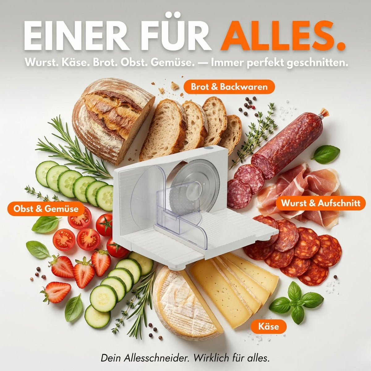 Sommertal Allesschneider AS170 150W Edelstahlmesser mit Wellenschliff,klappbar