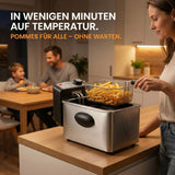 Fritteuse 3L 2000W Edelstahl mit Sichtfenster, Einzelfritteuse