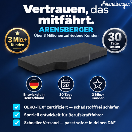 Arensberger LKW-Matratze für DAF XF 105/106 & CF MX 11/13 – 210 × 80 cm, 15 cm Gelschaum