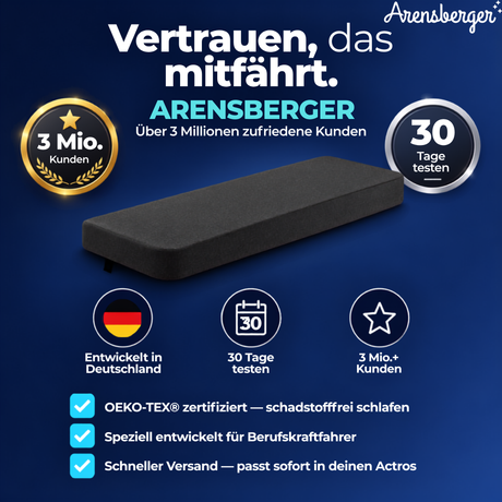 Arensberger LKW-Matratze für Mercedes-Benz Actros MP4 – 220 × 75 cm, 15 cm Gelschaum