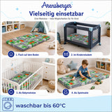 Arensberger Kinderreisebett Matratze 60x120 cm – faltbare Baby- & Kindermatratze mit Stadtmotiv, Nanocell Gelschaum, abnehmbarer Bezug & Tragetasche