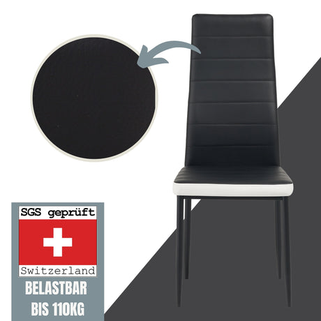 ALBATROS Designer Esszimmerstuhl MILANO | 4er/6er Set | Schwarz, Grau, Beige, Braun, Rot, Weiß | Kunstleder Bezug