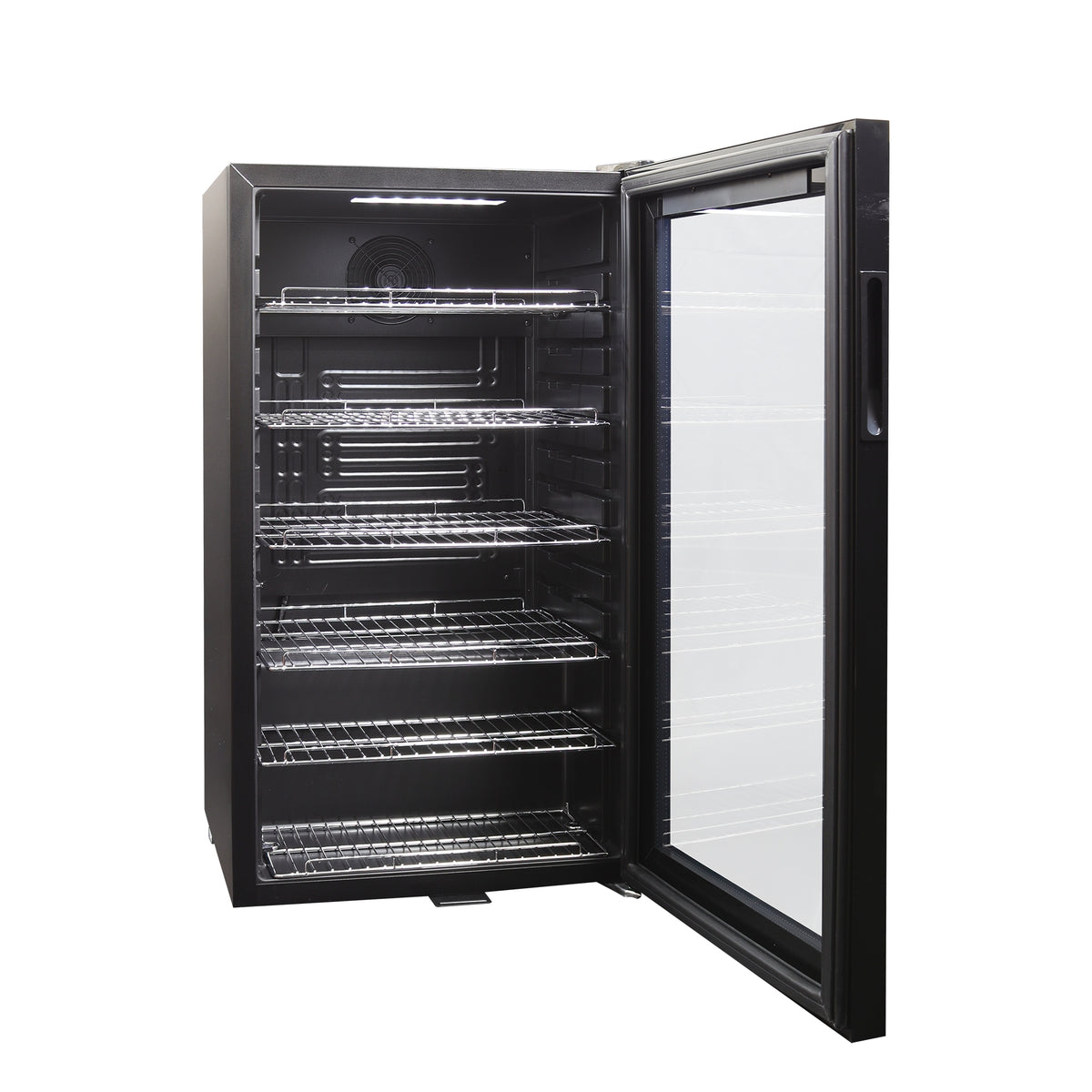 Kühlschrank GK 100– Leiser Getränkekühlschrank mit LED, Touchscreen & Schloss kleiner Flaschenkühlschrank schwarz 100L