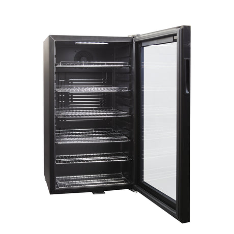 Kühlschrank GK 100– Leiser Getränkekühlschrank mit LED, Touchscreen & Schloss kleiner Flaschenkühlschrank schwarz 100L