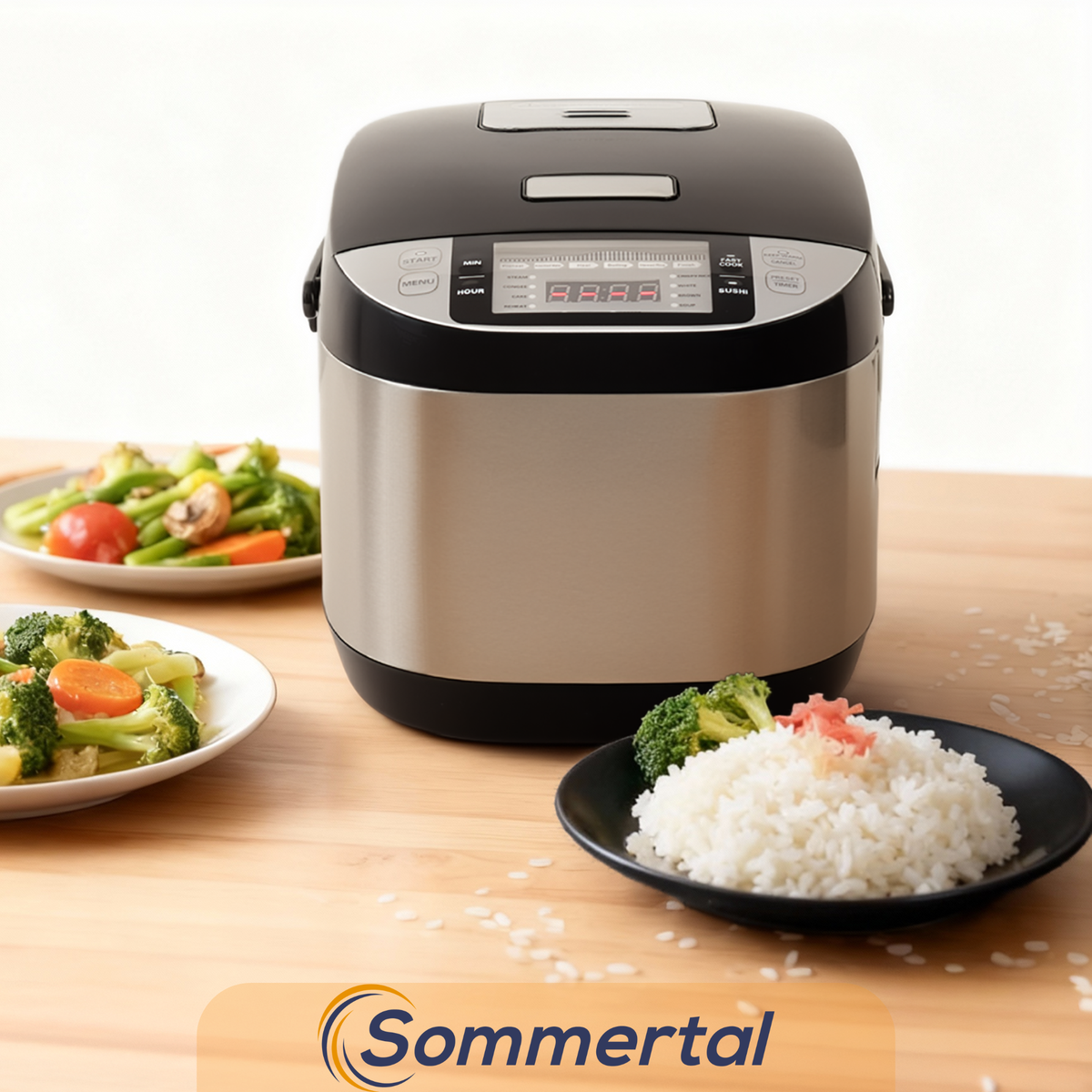 Reiskocher RK50 5 Liter – Elektrischer Reiskocher mit 3D Heizsystem, Warmhaltefunktion & Timer – Reiskocher mit Touch Bedienung – Premium Reiskocher – 790W