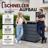 Mülltonnenbox 2er mit Pedal, 120L bis 240L, für Zwei Tonnen, Metallverkleidung aus verzinktem Stahl, Anthrazit Grau RAL7016, abschließbar, wetterfest, ISO9227, mit Aufkleber Set