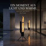 Albatros hochwertige Pelletfackel Schwarz | Raketenofen für den Garten | mit Glas Feuerrohr | Terrassenheizung Terrassenofen | Outdoor Feuerstelle ohne Strom | bis 2h Brenndauer