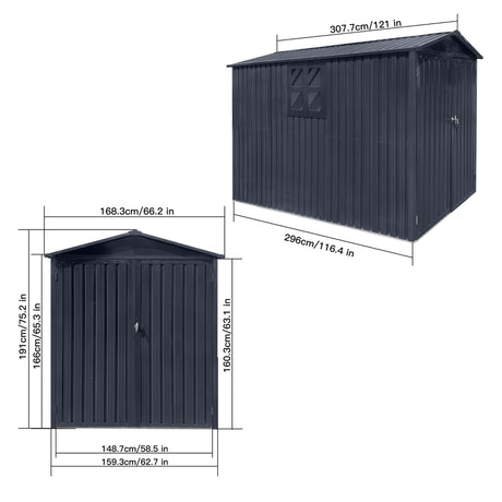 Albatros Premium Motorradgarage – verzinktes Metall in Anthrazit (RAL 7016) | 169x308x191cm