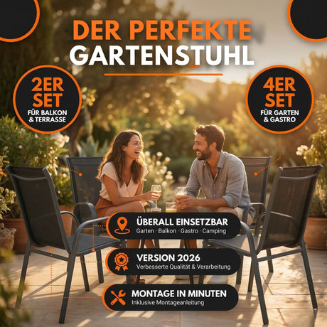 Gartenstühle Kuba, stapelbar mit robustem Metallgestell
