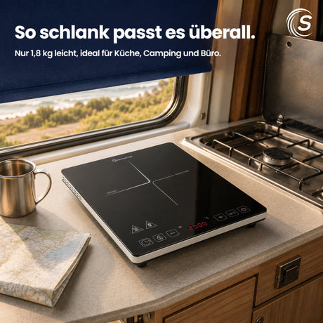 Sommertal Induktionskochfeld  Tragbar Super-Slim Design bis 240 °C mit 4h Timer