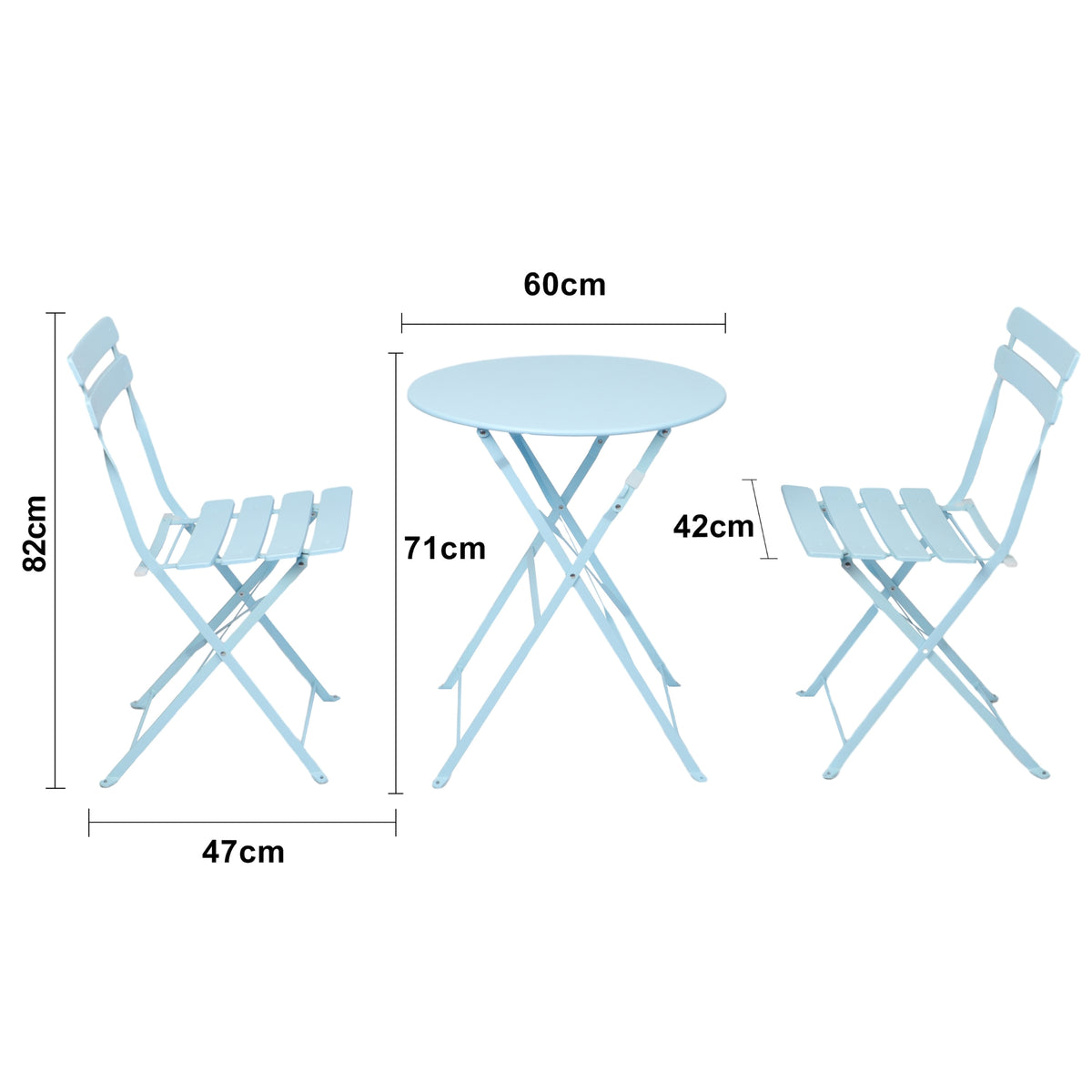 Bistroset 3-teilig, klappbarer Bistrotisch mit 2 Stühlen