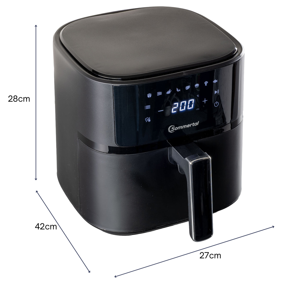 Sommertal Heißluftfritteuse HF570 – 5,7L XL Airfryer - Touchscreen, 8 Programme, 1700 Watt, TÜV Rheinland GS geprüft