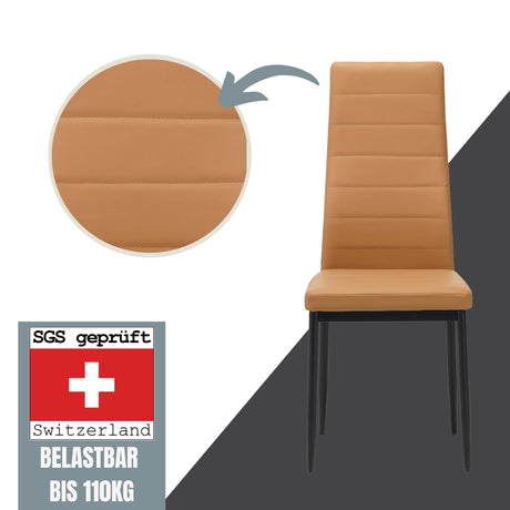 ALBATROS Designer Esszimmerstuhl MILANO | 4er/6er Set | Schwarz, Grau, Beige, Braun, Rot, Weiß | Kunstleder Bezug