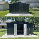 Albatros Gerätehaus 4XL | Anthrazit RAL 7016 | 386,6x325,5x204cm | abschließbar inkl. Schloss & Werkzeughaken | Gartenhaus aus verzinktem wetterfestem Metall