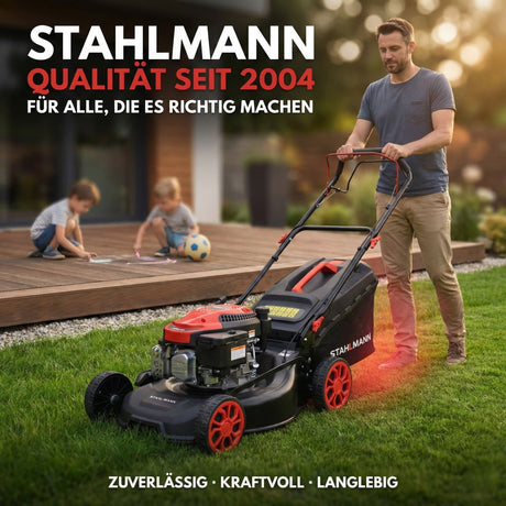 Rasenmäher Benzin mit Antrieb BR460 – 5,4PS (4,0kW) 170ccm mit Antrieb, 46cm Schnittbreite, Mulchen, Schnitthöhenverstellung, Easy Clean Anschluss, Große Räder, 60L Korb