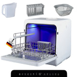 SP9 Dual Mini Geschirrspüler | Tischgeschirrspüler für 1-5 Personen, 8 Programme, 950W | Kleine Spülmaschine freistehend mit LED, Touch, Tank & Wasseranschluss | leise & kompakt