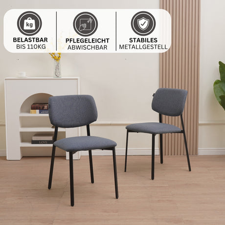RAVINO Designer Esszimmerstuhl | 4er Set | A21 | Gelb, Schwarz, Grau, Blau | mit Stoffbezug