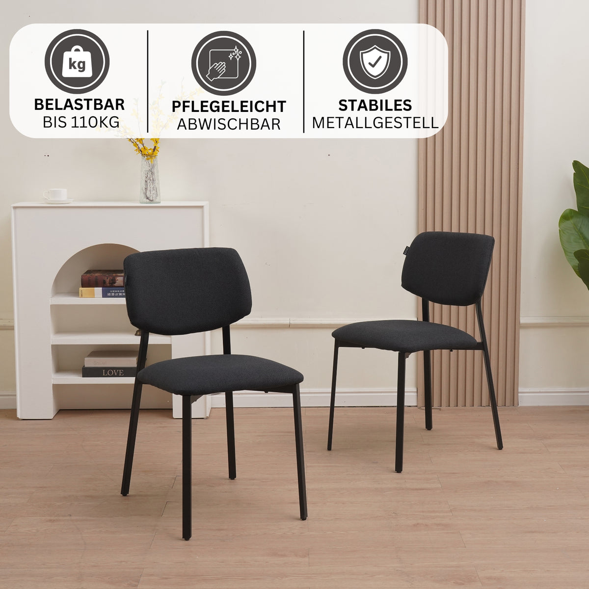 RAVINO Designer Esszimmerstuhl | 4er Set | A21 | Gelb, Schwarz, Grau, Blau | mit Stoffbezug