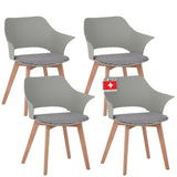 ALBATROS skandinavischer Esszimmerstuhl AALBORG | 4er Set | Grau, Weiß, Grün | Stoff Bezug