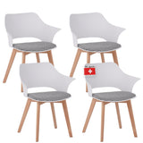 ALBATROS skandinavischer Esszimmerstuhl AALBORG | 4er Set | Grau, Weiß, Grün | Stoff Bezug