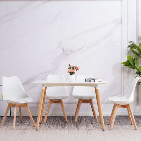 ALBATROS skandinavischer Esszimmerstuhl AARHUS| 4er Set | Grau, Beige | Kunstleder Bezug