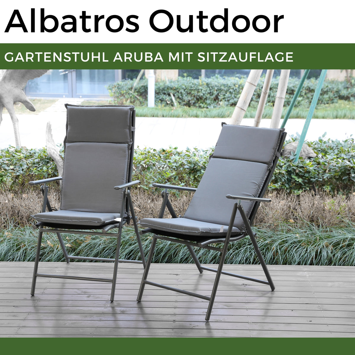 Gartenstuhl Aruba mit Sitzauflage, Klappbar mit robustem Metallgestell