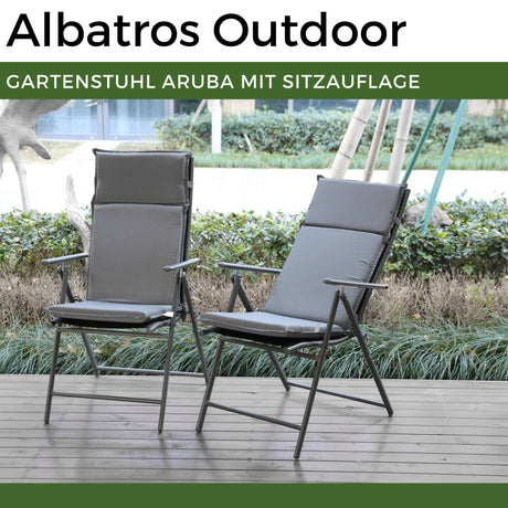 Gartenstuhl Aruba mit Sitzauflage, Klappbar mit robustem Metallgestell