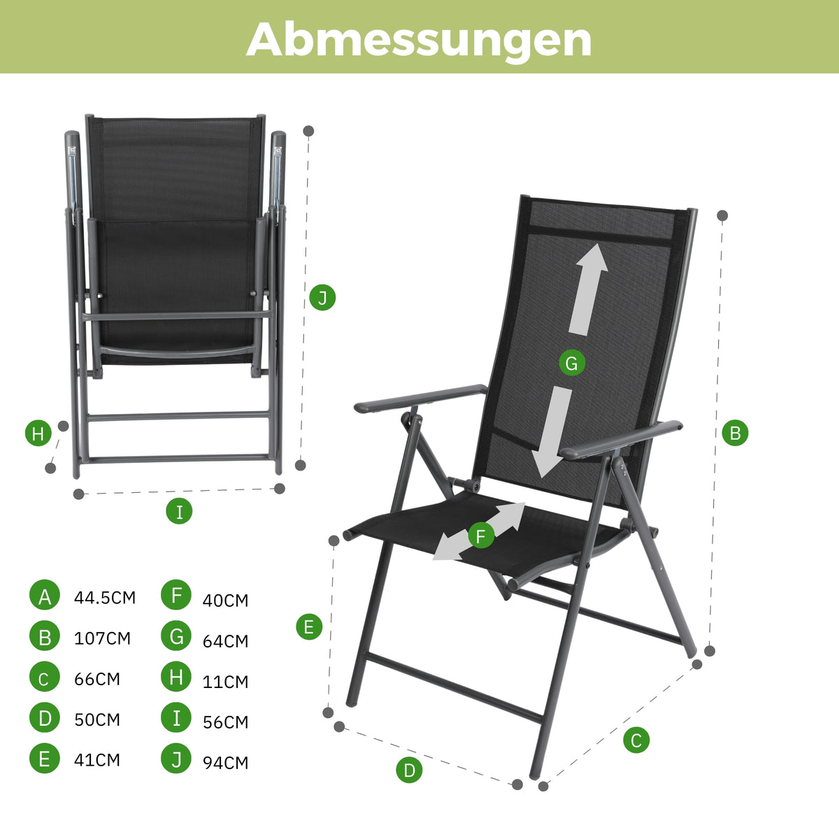 Gartenstuhl Aruba mit Sitzauflage, Klappbar mit robustem Metallgestell
