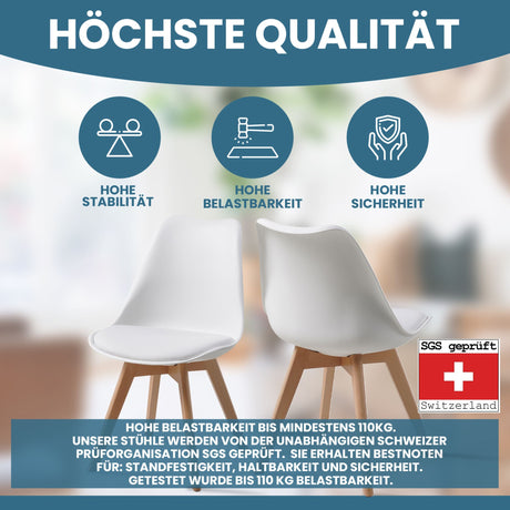 ALBATROS skandinavischer Esszimmerstuhl AARHUS| 4er Set | Grau, Beige | Kunstleder Bezug