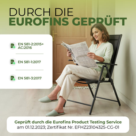 Gartenstuhl Aruba, Klappbar mit robustem Metallgestell