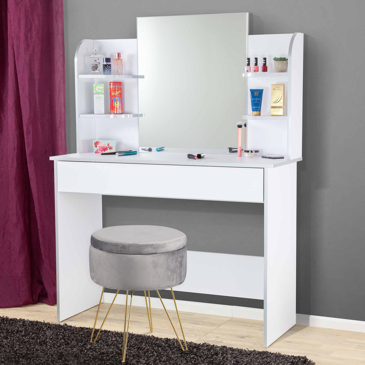Sitzhocker mit Stauraum CANNES Sherpa oder Samtbezug