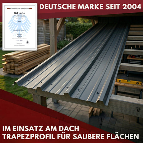 Albatros Trapezblech Dachplatten 12er oder 22er Set, Anthrazit RAL 7016 oder Grün RAL 6005, 1090 x 445 mm, verzinkt, Dachblech Profilblech für Gartenhaus, Carport, Schuppen und Gerätehaus