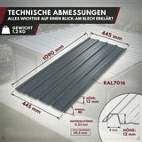 Albatros Trapezblech Dachplatten 12er oder 22er Set, Anthrazit RAL 7016 oder Grün RAL 6005, 1090 x 445 mm, verzinkt, Dachblech Profilblech für Gartenhaus, Carport, Schuppen und Gerätehaus