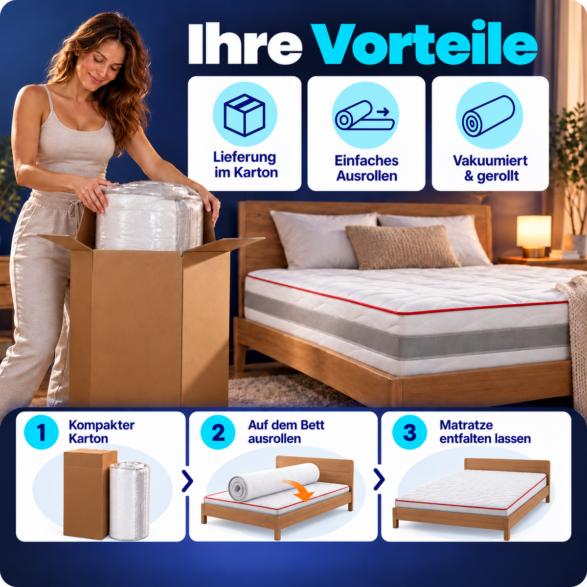 Arensberger FLEXX Kaltschaummatratze – 25 cm, H2/H3, 7-Zonen