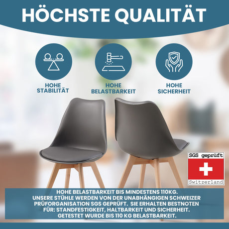 ALBATROS skandinavischer Esszimmerstuhl AARHUS| 4er Set | Grau, Beige | Kunstleder Bezug