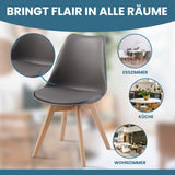 ALBATROS skandinavischer Esszimmerstuhl AARHUS| 4er Set | Grau, Beige | Kunstleder Bezug