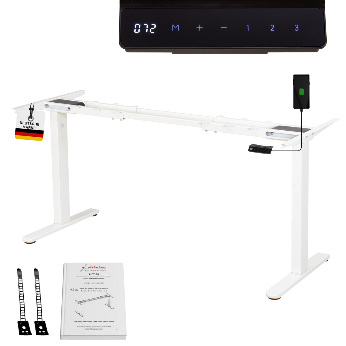 höhenverstellbares Schreibtischgestell LIFT S5 schwarz/weiß/silber, elektrisch