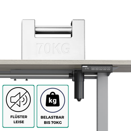 höhenverstellbares Schreibtischgestell UP30 schwarz/weiß/silber, elektrisch