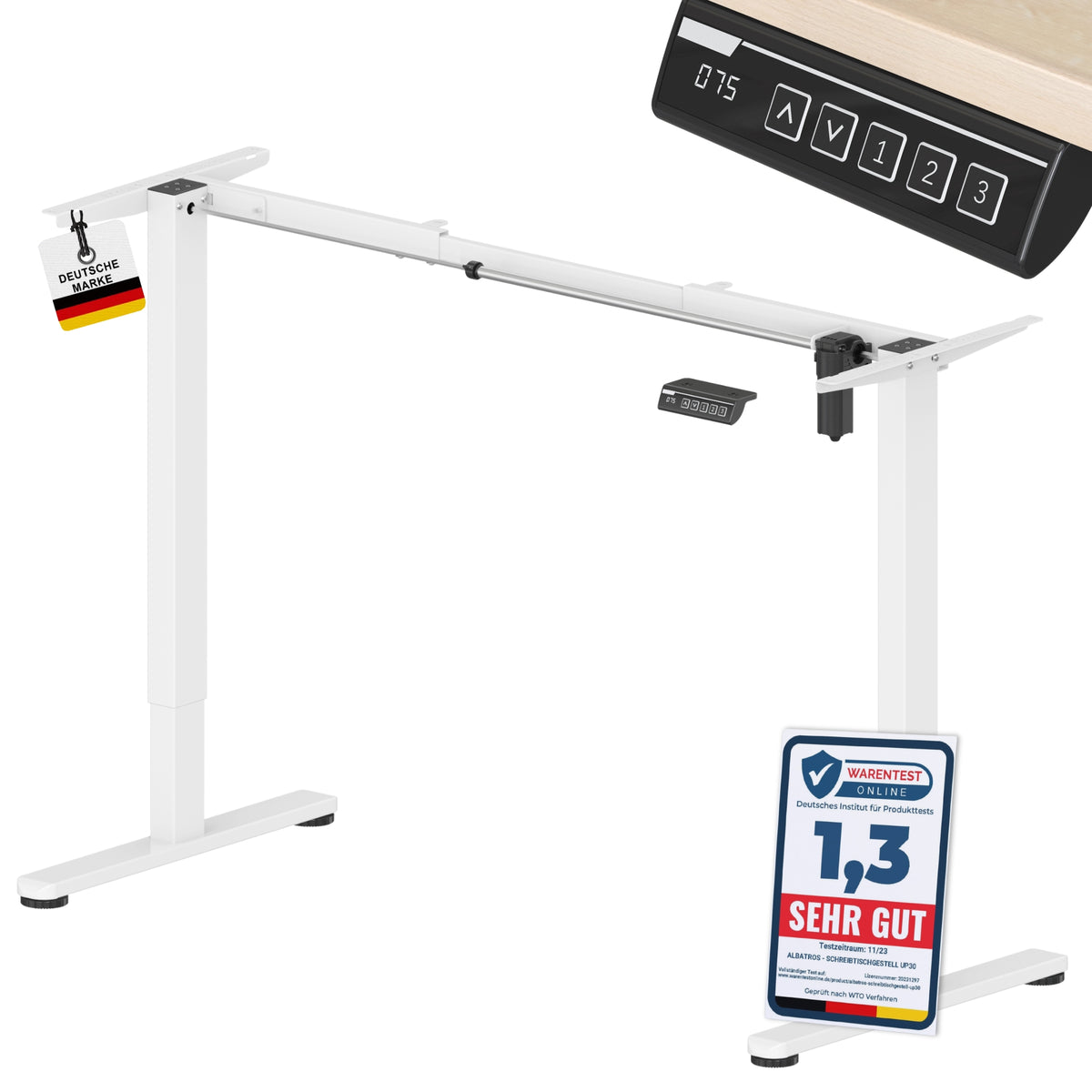 höhenverstellbares Schreibtischgestell UP30 schwarz/weiß/silber, elektrisch