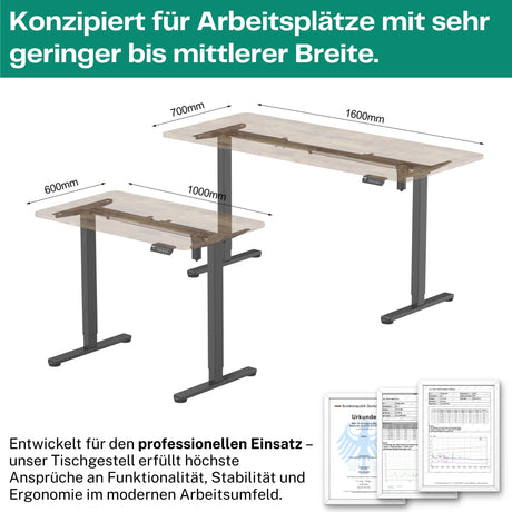 höhenverstellbares Schreibtischgestell UP30 schwarz/weiß/silber, elektrisch