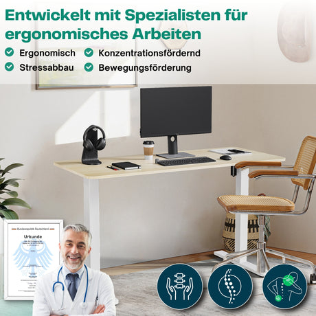 höhenverstellbares Schreibtischgestell UP30 schwarz/weiß/silber, elektrisch