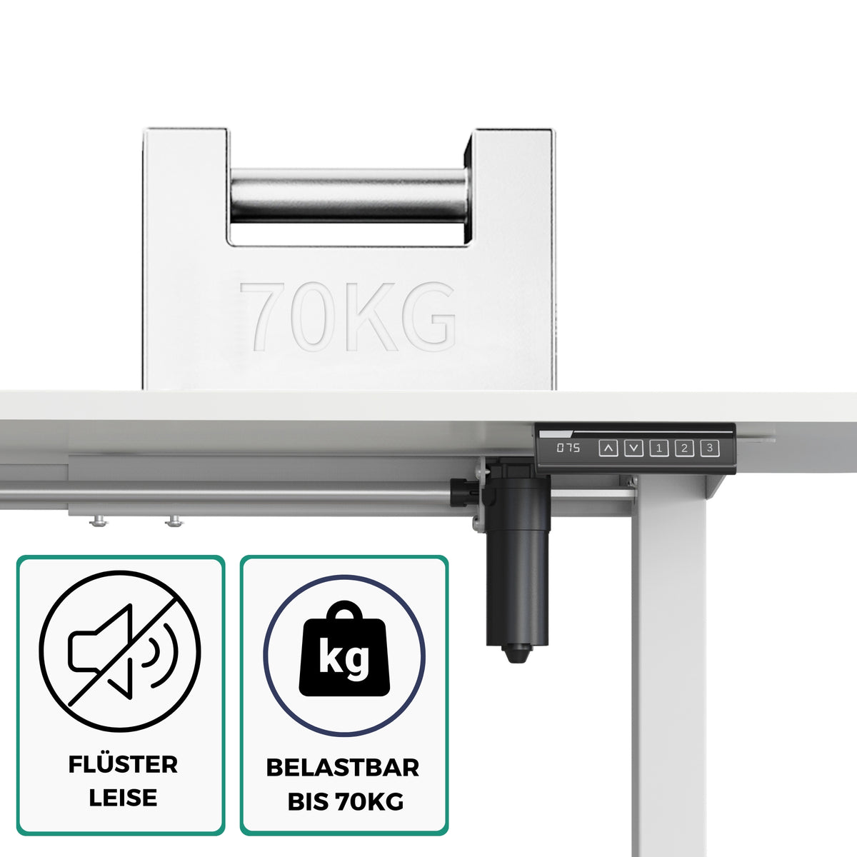höhenverstellbares Schreibtischgestell UP30 schwarz/weiß/silber, elektrisch