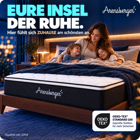 Arensberger EMILIA Taschenfederkernmatratze – 23 cm, Gelschaum, integrierter Topper