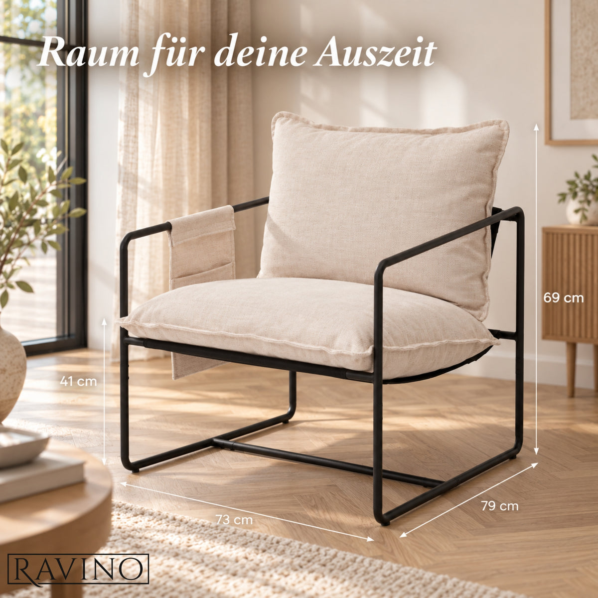 Albatros BRESTON Loungesessel – Stoffbezug, Vintage-Design