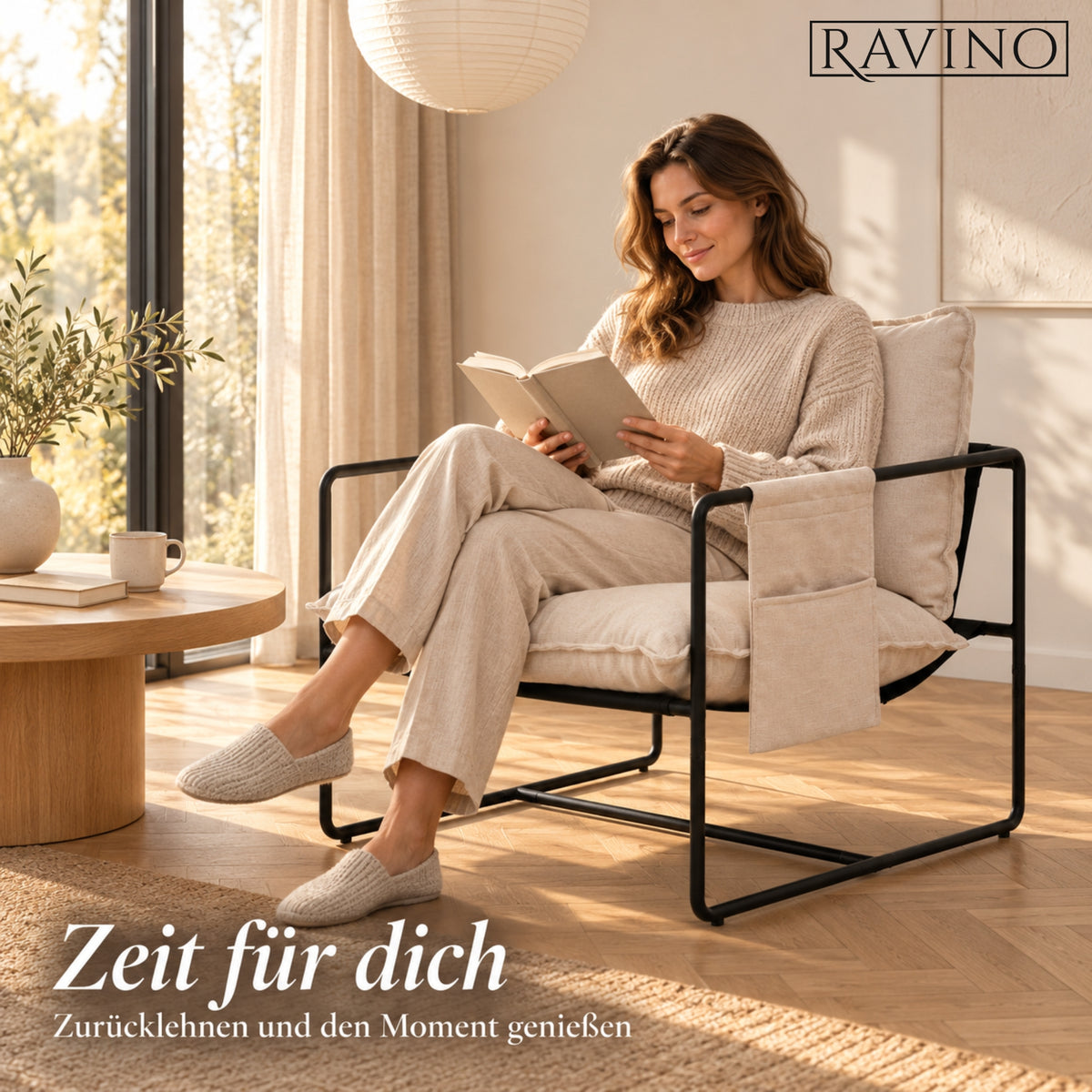 Albatros BRESTON Loungesessel – Stoffbezug, Vintage-Design