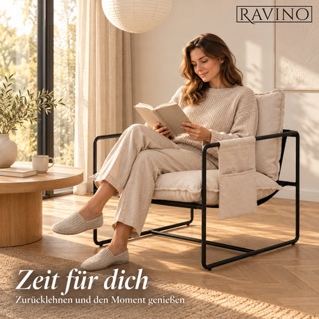 Albatros BRESTON Loungesessel – Stoffbezug, Vintage-Design